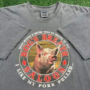 Hog's Breath Saloon I Like My Pork Pulled Funny Biker T-Shirt Men's XL Gray